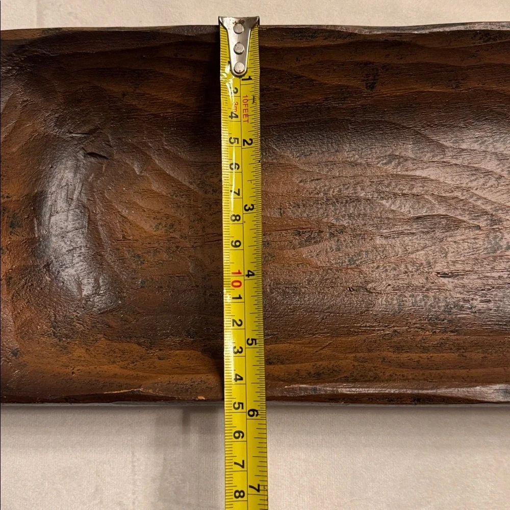 Hand-Carved Brown Wooden Dough Bowl - Rustic